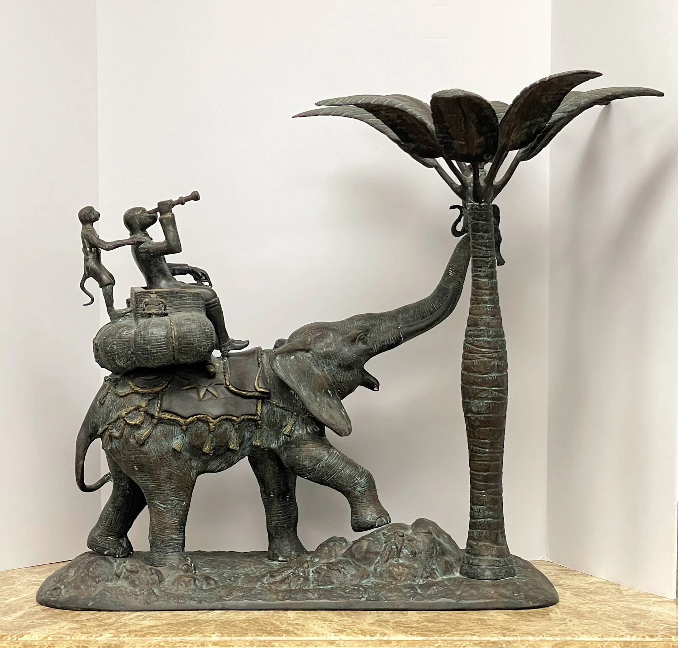 Encore Furniture Gallery-Maitland Smith Bronze Elephant, Monkey